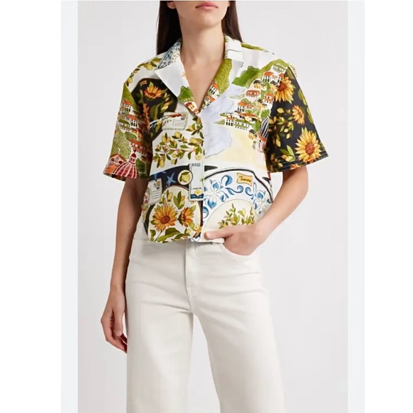 Farm Rio Multicolor Latin Trip Scarves Shirt - Picture 1 of 16